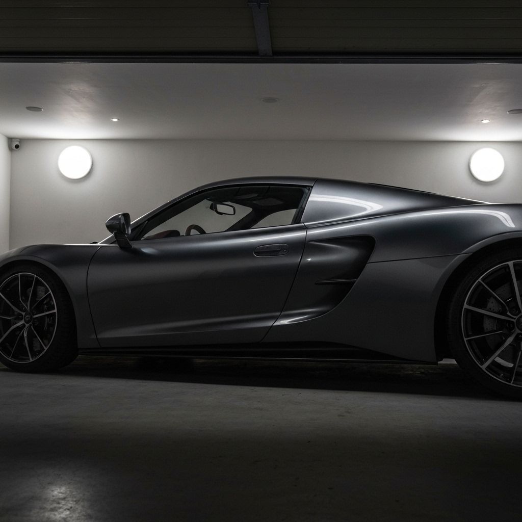 Dark garage sports car