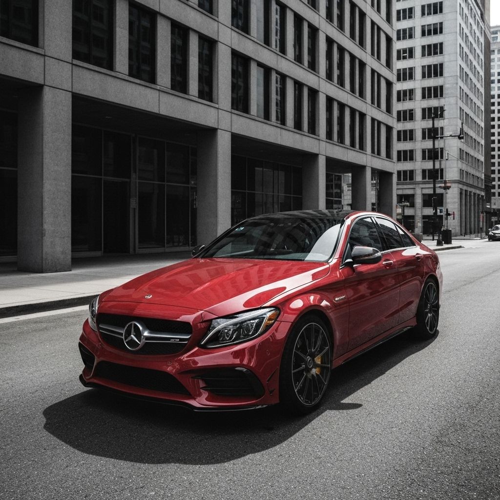 Mercedes AMG parked in city